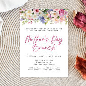 水シンプル色の花mother's day brunch 招待状