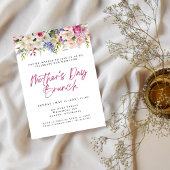 水シンプル色の花mother's day brunch 招待状