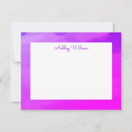 水シンプル色グラデーション紫の手書き名 サンキューカード
