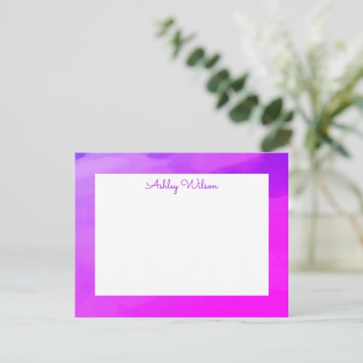 水シンプル色グラデーション紫の手書き名 サンキューカード (スタンド正面)