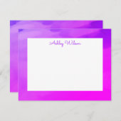 水シンプル色グラデーション紫の手書き名 サンキューカード (正面/裏面)