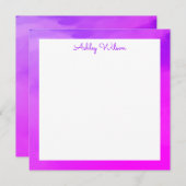 水シンプル色グラデーション紫の手書き名 サンキューカード (正面/裏面)