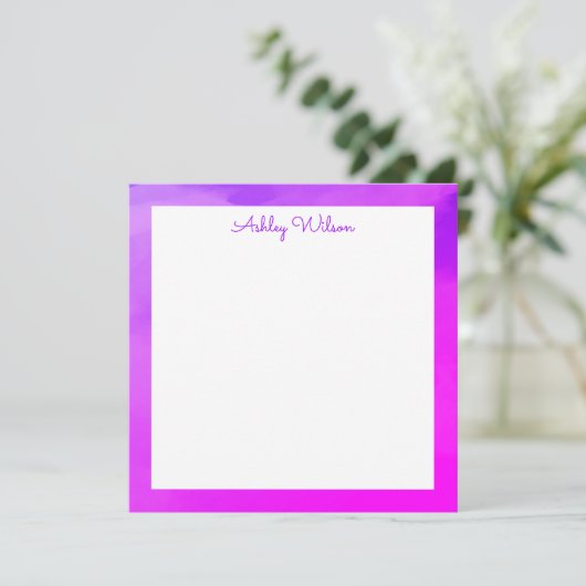 水シンプル色グラデーション紫の手書き名 サンキューカード (スタンド正面)