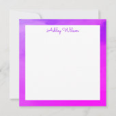 水シンプル色グラデーション紫の手書き名 サンキューカード (正面)