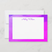 水シンプル色グラデーション紫の手書き名 サンキューカード (正面)