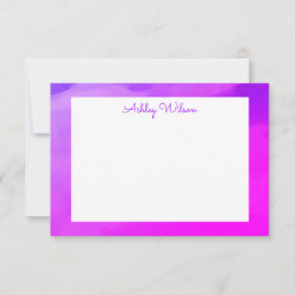 水シンプル色グラデーション紫の手書き名 サンキューカード