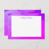 水シンプル色グラデーション紫の手書き名 サンキューカード (正面/裏面)