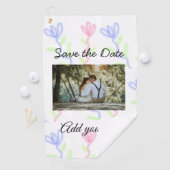 水シンプル色ピンクの青い花は日付を保存 ゴルフタオル (インサイチュ)