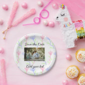 水シンプル色ピンクブルーフラワー、日付保存   ペーパープレート (パーティー)