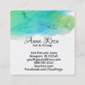 *~*水シンプル色抽象芸術アクアモダンブルー スクエア名刺 (裏面)