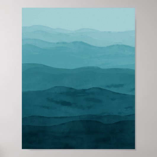 水シンプル色海抽象芸術アートブルー ポスター (正面)