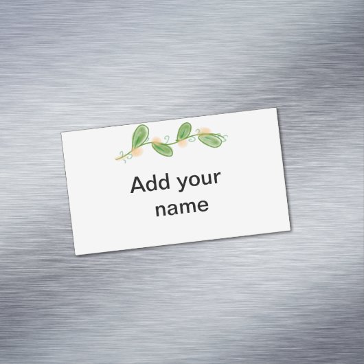 水シンプル色緑葉モノグラム追加ネームtex マグネット名刺 (インサイチュ)