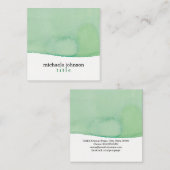 水スタイリッシュエレガント彩緑ミニマル洗 スクエア名刺 (正面/裏面)