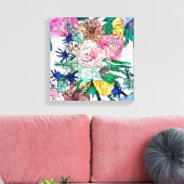 水スタイリッシュカラフル彩花模様 キャンバスプリント (インサイチュ (リビング))