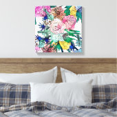 水スタイリッシュカラフル彩花模様 キャンバスプリント (インサイチュ (寝室))