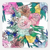 水スタイリッシュカラフル彩花模様 スクエアシール (正面)