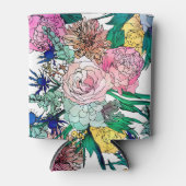 水スタイリッシュカラフル彩花模様 缶クーラー (正面)