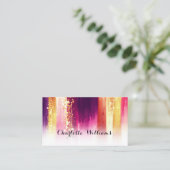 水スタイリッシュモダン色ブラシと金ゴールドグリッター 名刺 (スタンド正面)