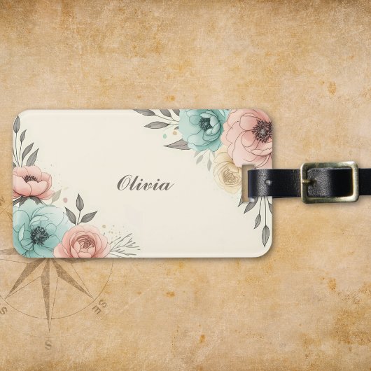 水スタイリッシュ色の串のような花 ラゲッジタグ