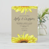 水スタイリッシュ色ひまわりカーキ結婚ズ 招待状 (スタンド正面)
