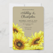 水スタイリッシュ色ひまわりカーキ結婚ズ 招待状 (正面)