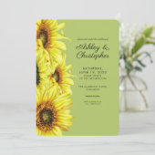 水スタイリッシュ色ひまわりライトグリーン結婚ズ 招待状 (スタンド正面)