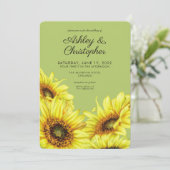 水スタイリッシュ色ひまわりライトグリーン結婚ズ 招待状 (スタンド正面)