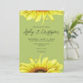 水スタイリッシュ色ひまわりライトグリーン結婚ズ 招待状 (スタンド正面)