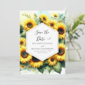 水スタイリッシュ色ひまわり結婚の セーブザデート (スタンド正面)