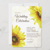 水スタイリッシュ色ひまわり結婚の 招待状 (正面)