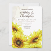 水スタイリッシュ色ひまわり結婚の 招待状 (正面)