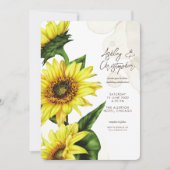水スタイリッシュ色ひまわり結婚の 招待状 (正面)