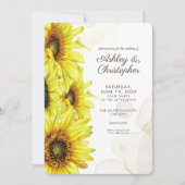 水スタイリッシュ色ひまわり結婚の 招待状 (正面)