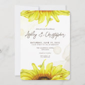 水スタイリッシュ色ひまわり結婚の 招待状 (正面)