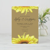 水スタイリッシュ色ひまわり金ゴールド結婚ズ 招待状 (スタンド正面)