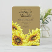 水スタイリッシュ色ひまわり金ゴールド結婚ズ 招待状 (スタンド正面)