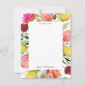 水スタイリッシュ色ガーデンフローラ結婚ズカスタム サンキューカード (正面)