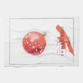 水スタイリッシュ色クリスマスツリーレッドボール キッチンタオル (横)