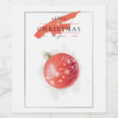 水スタイリッシュ色クリスマスツリーレッドボール ワインラベル (シングルラベル)