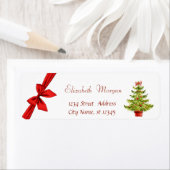 水スタイリッシュ色クリスマスツリー、レッドボウ ラベル (インサイチュ)