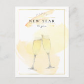 水スタイリッシュ色シャンパングラス新年 ポストカード (正面)