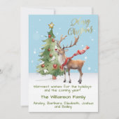 水スタイリッシュ色トナカイの木クリスマスカード シーズンカード (正面)