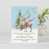 水スタイリッシュ色トナカイの木クリスマスカード シーズンカード (スタンド正面)