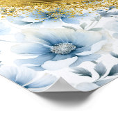 水スタイリッシュ色パステルブルー金ゴールド結婚ズサイン ポスター (角)