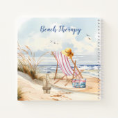 水スタイリッシュ色ビーチ海モノグラム ノートブック (裏面)