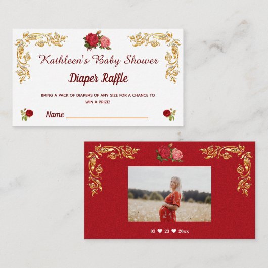 水スタイリッシュ色フローラおむつラッフルチケットen エンクロージャーカード (正面/裏面)