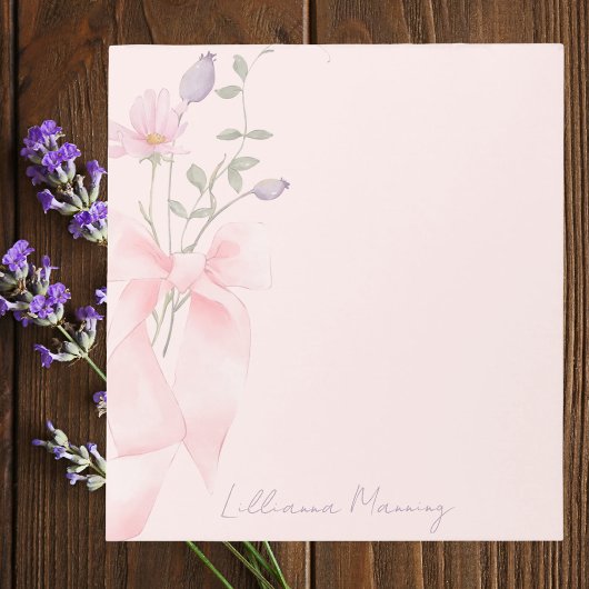 水スタイリッシュ色フローラトレンディーエレガントピンクボウ ノートパッド