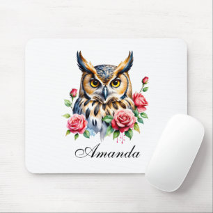 水スタイリッシュ色フローラフクロウ マウスパッド