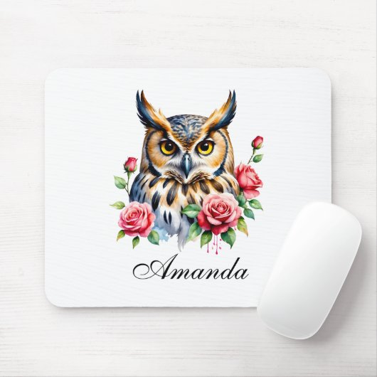 水スタイリッシュ色フローラフクロウ マウスパッド (マウス)