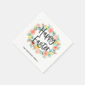 水スタイリッシュ色フローラリースハッピーイースター名 スタンダードカクテルナプキン (角)